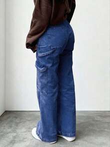 NVFelix 2026 Nuevos jeans de tiro alto, rectos y holgados para mujeres, elegante estilo casual Y2K streetwear, adecuado para primavera/verano - Azul lavado medio - Ver 2