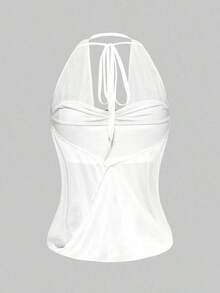 Top sin tirantes estilo retro Y2K para mujer, primavera/verano, con escote profundo y espalda descubierta, estilo callejero (incluye forro de tubo). - Blanco - Ver 2