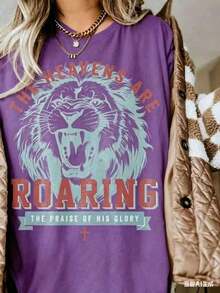 Camisetas Unisex Lindas y Casuales, Tela Premium, Camisetas Cristianas Boho, Camisetas con Versículos Bíblicos, Camisetas para Cristianos, Ropa de Jesús, Camisetas de Fe, Camisetas Casuales de Manga Corta para Hombres y Mujeres - Morado - Ver 4