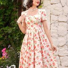 Vintage Elegant Women's Dress Jacquard Sweetheart Neck Casual Holiday Party Dress Summer Dresses For Women Summer Outfits Festival Outfits For Women Festival Dresses Mothers Day Outfit Elegant Dresses For Women Elegant Dresses For Party Elegant Party Dresses For Women Wedding Guest Dress For Women Graduation Dress Women Prom Dress Vacation Outfits Women Holiday Dresses Country Concert Outfit Country Dress For Women Blue Dress Retro Dress Vintage Dress Tea Party Dress For Elegant Women - Azul - Ver 6