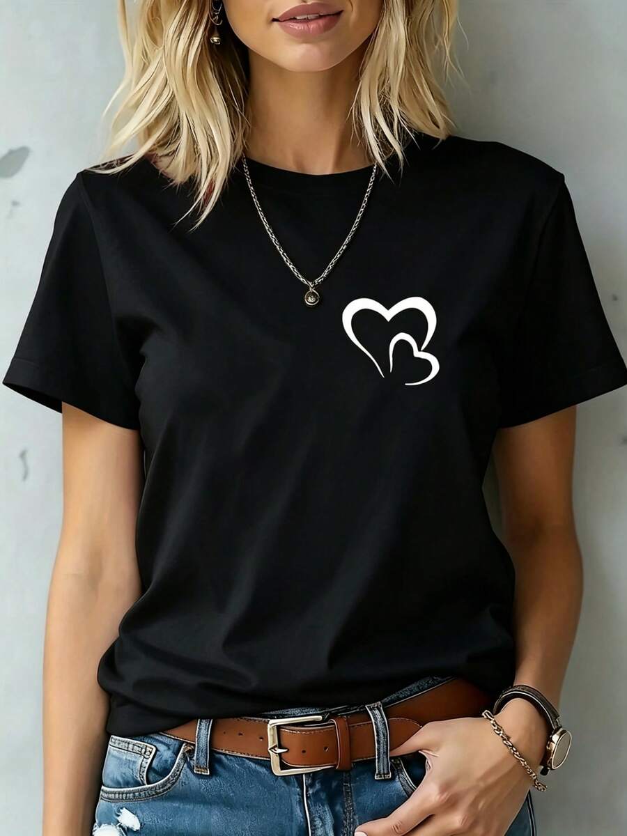 Camiseta de Mujer - Corte Clásico, Suave y Transpirable, Uso Diario Casual, Cuello Redondo Clásico, Versátil para Cualquier Conjunto, Varios Colores, Ajuste Elástico, Lavable a Máquina, Tallas XS-XXL - Negro - Ver 1