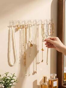 Móc treo vòng cổ bằng acrylic tự dính, giá đỡ trang sức gắn tường, dùng để treo vòng tay, lắc tay, dây chuyền và nhẫn. - Nhiều màu - Xem 9