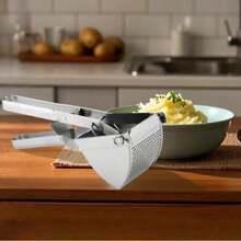 Home Kitchen Potato Masher, Multi-Function Vegetable Puree Press Tool, Effortless Potato Mash Maker - Silver - View 3