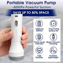 2 Colors Available Black & White Universal Electric Vacuum Pump For Compression Bags, USB Rechargeable Air Pump Built-In 1500mAh Battery, Portable Handheld Design For Easy Operation, Perfect For Sealing Clothing Storage Bags, Space-Saving Vacuum Pumping Tool, Storage Bags Not Included - 瓷白色 - 查看 7