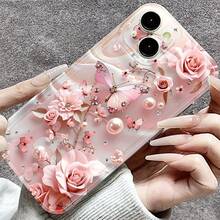 Flower 1pc Pink Bow Personalized Pattern Full Coverage Transparent TPU Phone Case Compatible With Iphone 11 12 13 14 15 16 Pro Max Xr 7 8 Plus, Applicable To Series - Multicolor - View 3