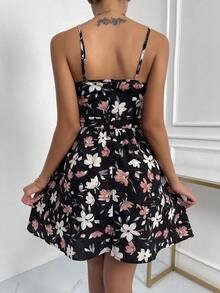 Vestido de tirantes con estampado floral - Albaricoque - Ver 8