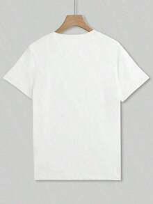 Camisetas estampadas de moda para mujer, tops de estilo urbano de gran tamaño, camisetas de verano cómodas y elegantes que combinan con todo. Algodón suave. Camiseta de mujer casual de cuello redondo y manga corta con estampado. Camiseta de algodón transpirable, combina con todo. - Blanco - Ver 2