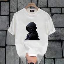 Camiseta de manga corta de algodón grueso estilo casual americano para hombres y mujeres jóvenes, top de verano de marca de moda, holgado y casual. OZ8T - 200 g de algodón puro - blanco - Ver 7