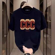 Camiseta de manga corta para hombre, novedad de verano 2025, de marca de moda, estilo pesado, camiseta negra de manga corta para adolescentes. 4ZEU - 200 g de algodón puro - negro 3C - Ver 4