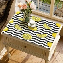 1pc Lemon Print Absorbent Mat/Drying Mat For Coffee Maker, Dishes - Polyester Absorbent Desktop Protective Mat With Rubber Anti-Slip Pad, For Kitchen Counter Decor, Home Bar And Dining Table - Multicolor - View 3
