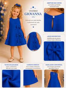 Children's Dress Blogger Elegant Charming Girl Details In Bows On The Sides Fashion Look Light Perfect Comfortable Sophisticated Party Outing Gift Usual Fashion Comfortable Mini Diva Loose  Delicate Versatile Practical Photo Shoot Fashion Skirt Flared - 寶藍色 - 查看 4