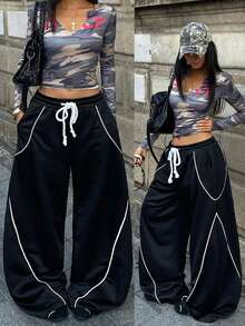 Pantalones  para Mujer, Estilo Urbano Otoño/Invierno, para Salir o Regresar a la Escuela, Cintura Elástica, Cómodos, Color Gris, Corte Scimitar - Gris - Ver 8