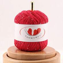 50g/PC 2mm Sequin & Bead Cotton Yarn DIY Knitted Decoration Rope Hand Crochet Knitting Embroidery Thread - A - View 11