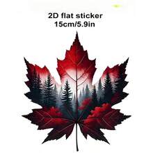 1pc Canadian Red Maple Leaf Forest Landscape Sticker, Waterproof For Car Rear, Motorcycle, Laptop, Window, Cup, Wall, Glass, Metal, Ceramic Surface, Single-Use - Decorative Stickers - View 7
