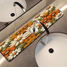 1pc Floral Pattern Faucet Cover, Durable Polyester, Quick Drying, Easy To Clean, Suitable For Kitchen And Bathroom, Easy Installation, Daily Decor, Gift, Bathroom Mat, Durable Faucet Cover, Faucet Accessory - Multicolor - View 8