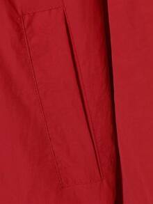 Jaqueta com Capuz e Cordão Sólida para Primavera/Outono - Vermelho - Visão 10