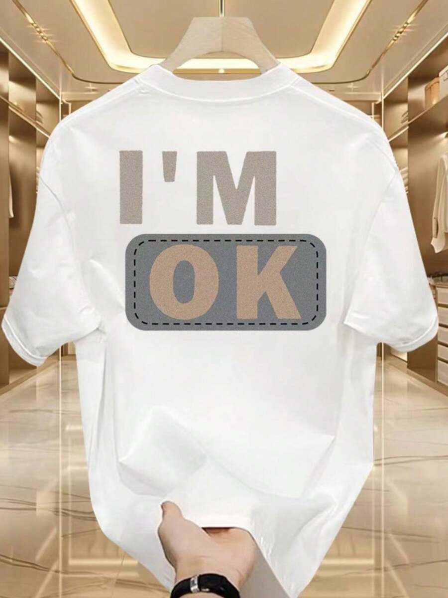[10% de Descuento]Tienda Outlet: Camiseta de Manga Corta Estilo Americano, Corte Holgado, Cuello Redondo - Blanco - Ver 1