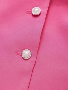 Set de 2 piezas Traje formal elegante de negocios: Blazer + Falda con abertura en el bajo - Rosa Fucsia - Ver 10