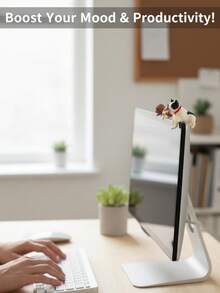 1-5pcs Cute Puppy Desktop Computer Decor, Vivid Posture, Exquisite & Compact, Resin Material, Can Decorate Monitor, Office Desk, Fish Tank, Also A Special Gift - Multicolor - View 2
