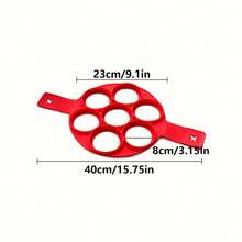 1pc 7-Cavity Silicone Egg Mold Non-Stick Round Cake Mold, Tool For Making Perfect Breakfast - Red - View 2
