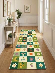 1pc Washable Fresh Floral Pattern Runner Rug, Healing Mori Style Entryway/Hallway Decor Carpet, Corridor Long Rug, Rug, Runner Rug, Area Small Rug, Mat, Home Decor, Area Rug, Living Room Area Rug, Living Room Home Decor, Room Decor, Washable Rug - Multicolor - View 2
