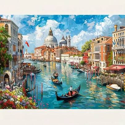 1pc [30*40cm/11.8*15.7in] 5D Acrylic Diamond Painting Kit, Venice City Pattern, Suitable For Adult Beginners DIY Mosaic Diamond Art, Full Drill Handmade DIY Diamond Painting, Suitable For Living Room, Bedroom, Office Wall Decor, Surprise Art Home Decor Gift For Family And Friends, Frameless