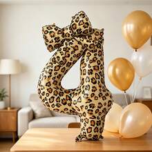 2pcs Large 40-Inch Leopard Print Number Balloons & 21-Inch Leopard Print Bow Foil Balloons, Suitable For Wedding, Birthday, Anniversary, Summer Party, Father's Day, Graduation Party Decoration, Indoor Room Decor - Leopard Print - View 13