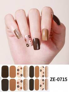 Coral Pink No-Bake Gel Nail Sticker Nail Oil Film Waterproof Nail Sticker Sticker Solid Color Green Onion Powder Jump Color Gradient Full Sticker - Multicolor - View 2