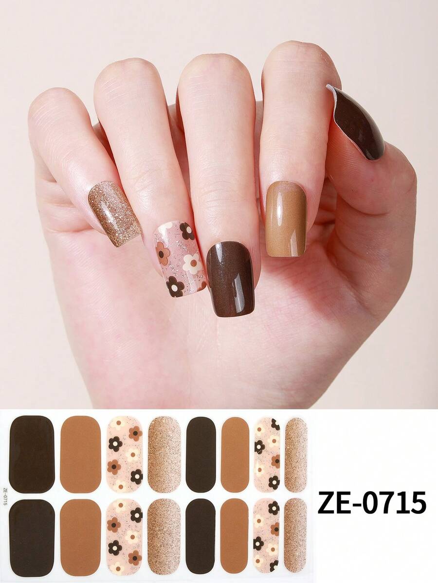 Coral Pink No-Bake Gel Nail Sticker Nail Oil Film Waterproof Nail Sticker Sticker Solid Color Green Onion Powder Jump Color Gradient Full Sticker