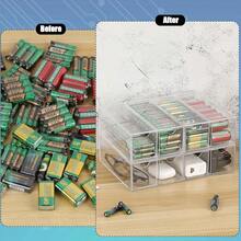 1 Pack/2 Packs Clear Acrylic Battery Storage Organizer For AA, AAA, 9V, C Batteries, 4-Drawer Storage Box Battery Holder Organizer For Common Types Batteries, Household Container(Batteries Not Included) - Transparent - View 5