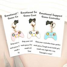 1pc/3pcs Cartoon Mini Game Controller Keychain, Paired With " Game Controller" Inspirational Theme Card, And Healing. Suitable As A Game-Themed Event Gift, Lightweight And Compact, Easy To Transport. Ideal For Game Enthusiasts, Students, Young Colleagues, To Convey Encouragement In A Relaxed Way, Practical To Hang On Bags. - Multicolor - View 8