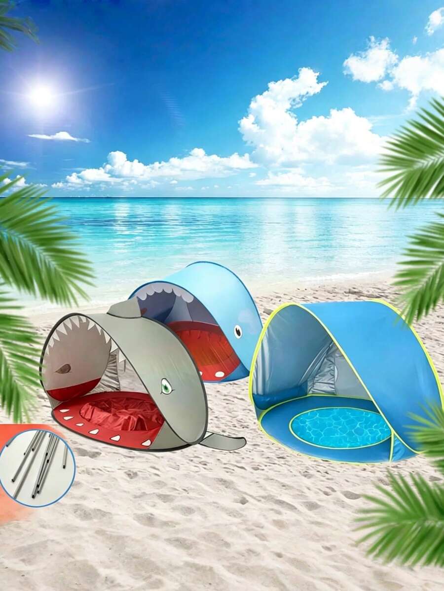Luxury Portable Beach Tent, Suitable For 4-6 People, Equipped With Quick-Open Sunshade And Water Curtain Tent, Easy To Store, For Camping - Multicolor - View 1