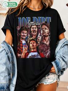Limited Edition Joe Dirt Merica Vintage T-Shirt, Retro Comedy Movie Gift For Women And Men, Fun Unisex Tee For USA Fans_............___ - Black - View 1