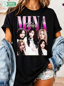 Limited Edition Mina T-Shirt, Retro Mina Twice 90s & # Funny T-Shirt, Size 39 - Black - View 6