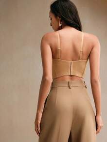 Top de camisola elegante bordada con cuentas para mujer - Naranja Coral - Ver 2