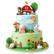 10 piezas Decoraciones para pastel con tema de animales de granja, incluye vaca, pollito y granero, suministros para fiesta de cumpleaños con tema de granja, decoraciones para baby shower, accesorios de repostería, decoraciones de pastel duraderas, suministros para fiestas, suministros para celebración de cumpleaños, accesorios universales para pasteles de fiesta - multicolor - Ver 5