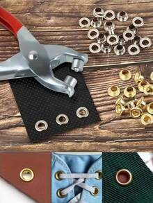 1套打孔鉗工具組，適用DIY手工與皮革工匠，金屬雞眼扣套件，4.5/6/12mm黃銅銀色雞眼扣附墊圈，手壓式打孔鉗孔洞沖孔工具，實用手工小工具，熱銷DIY皮革皮帶鞋子帆布布料手工藝項目用品 - 釦子 - 查看 6