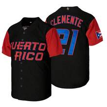 #21 Roberto Clemente 波多黎各隊黑色刺繡棒球球衣，世界棒球經典賽棒球服飾，比賽日球迷禮物 - 黑色 - 查看 3