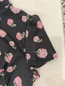 Spring 2026 Maxi Dress, Loose-Fitting With Floral Print, Elegant And Modern Style - 黑色 - 查看 5
