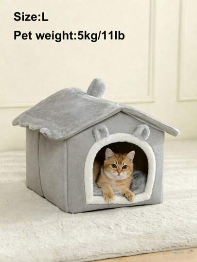 Foldable Pet Bed House Suitable For Cats & Dogs, Washable Cozy Warm Puppy Nest Sofa