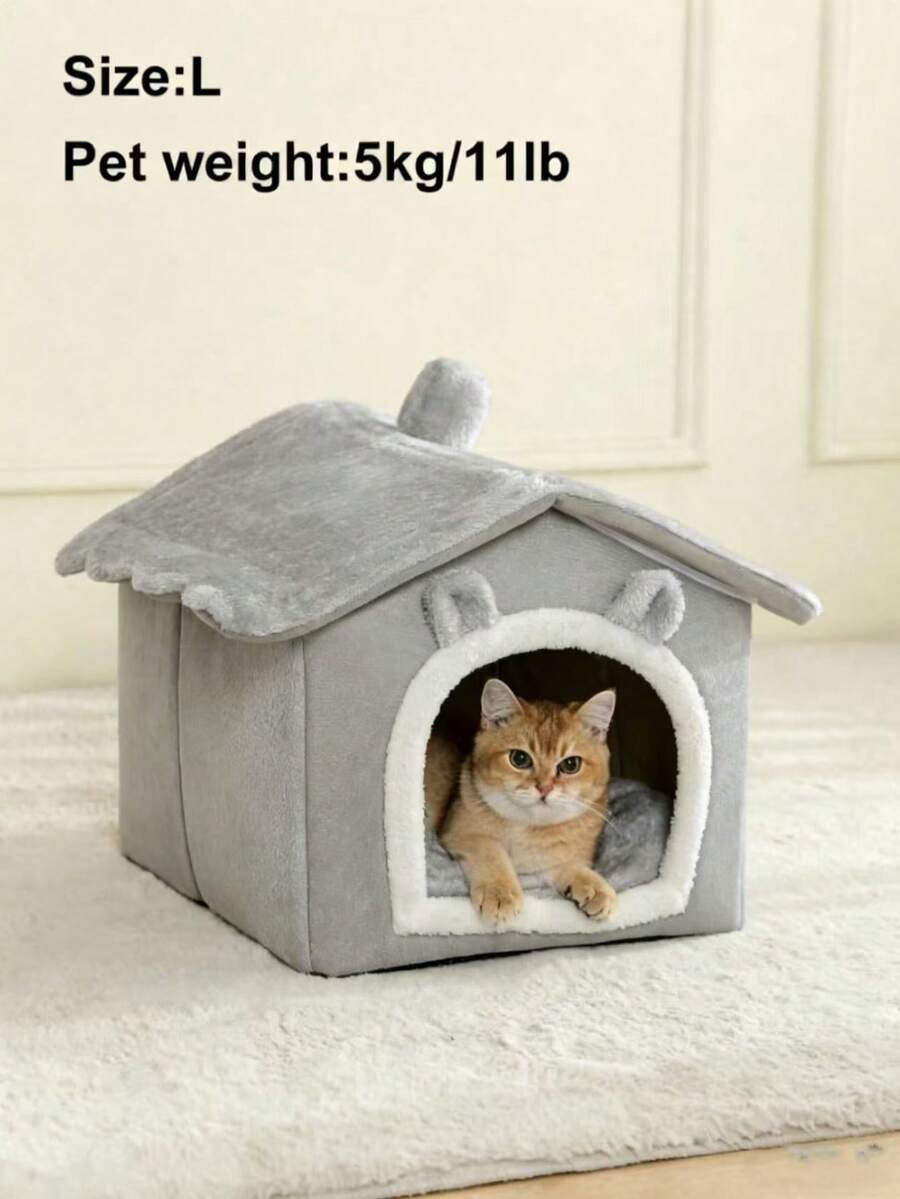Ngôi nhà giường ngủ gấp gọn cho thú cưng, phù hợp cho mèo và chó, có thể giặt được, ấm cúng và thoải mái cho cún con.
