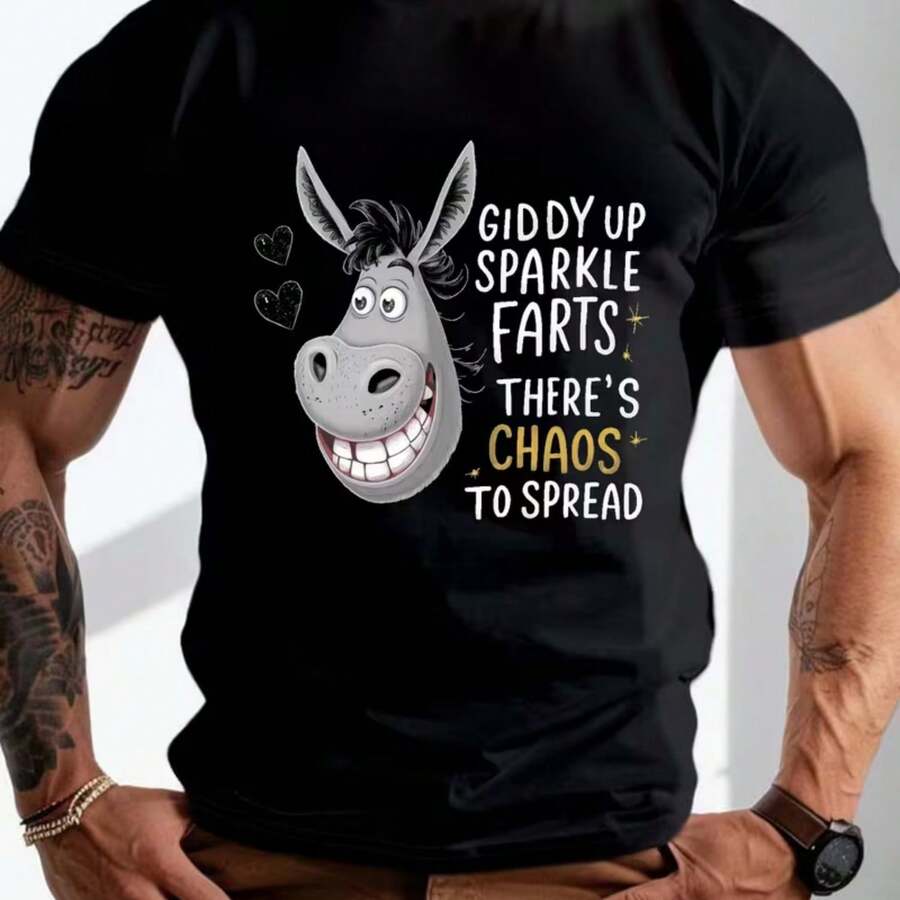 Camiseta impresa para hombres y mujeres - Negro - Ver 1