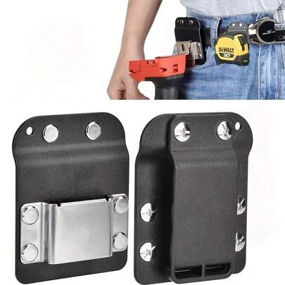 [Giá đỡ thước dây chịu lực] 1 cái Giá đỡ thước dây kim loại chịu lực & Kẹp thắt lưng máy khoan | Phù hợp với thắt lưng 1.5/1.75/2 inch, thao tác bằng một tay, tránh rách túi, phụ kiện dụng cụ chuyên nghiệp & DIY, dụng cụ sắp xếp dụng cụ xây dựng, thiết kế nhỏ gọn, lưu trữ dụng cụ an toàn, thép không gỉ chắc chắn