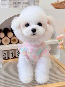 1 buah Rompi Hewan Peliharaan Berbahan Jala Bernapas dengan Motif Bunga & Hati, Cocok untuk Anjing Poodle, Teddy, Maltese, Chihuahua, dan Anjing & Kucing Ukuran Sedang/Kecil Lainnya, untuk Dipakai di Dalam dan Luar Ruangan, Musim Semi/Panas - MultiWarna - View 5