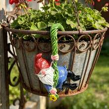 1 pieza/3 piezas Juego de decoración colgante de gnomo soñador, adornos para el alféizar de la ventana, decoraciones de escritorio, accesorios de estilo de cuento de hadas, figuritas caprichosas, esculturas artesanales duraderas, estatuas hechas a mano, figuritas en miniatura, muñecos de gnomo decorativos, regalos coleccionables soñadores - enanos - Ver 12
