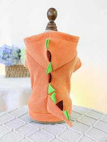 1件宠物衣服，狗狗/猫咪服装，可爱恐龙图案卫衣，适合小型犬，春秋季舒适服装 - 橘色 - 查看 5