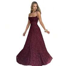 Nueva moda y versátil falda larga femenina vino rojo sensual con exquisitas tirantes calientes - Burdeos - Ver 3