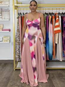 Vestido tirantes cuello V estampado ajustado espalda descubierta verano 2026 - Multicolor - Ver 3