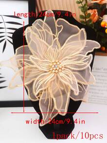 3D 刺绣蕾丝贴花，带水钻，23 厘米宽，DIY 新娘礼服配饰 - 香檳色 - 查看 8
