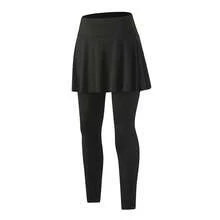 Falda pantalón larga de 1 pieza para mujer, color liso, plisada, para yoga, deportiva y casual, versátil y cómoda - 1PCS-BK-ckqun-h - Ver 5